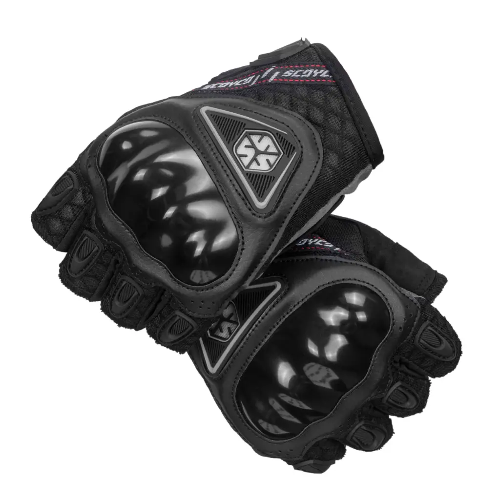 GUANTES DE MOTO PARA MEDIO DEDO/ PRIMAVERA Y VERANO - MC146D / COLOR NEGRO / TALLA L